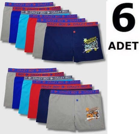 Tutku 0253 Erkek Çocuk Elastan Baskılı Boxer 6'lı