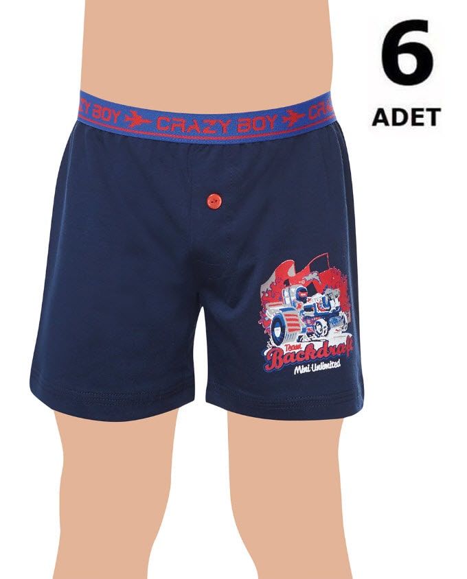 Tutku 0253 Erkek Çocuk Elastan Baskılı Boxer 6'lı KARIŞIK - 2