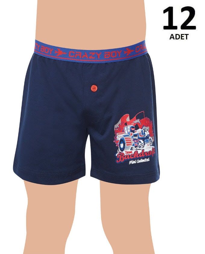Tutku 0253 Erkek Çocuk Elastan Baskılı Boxer 12'li