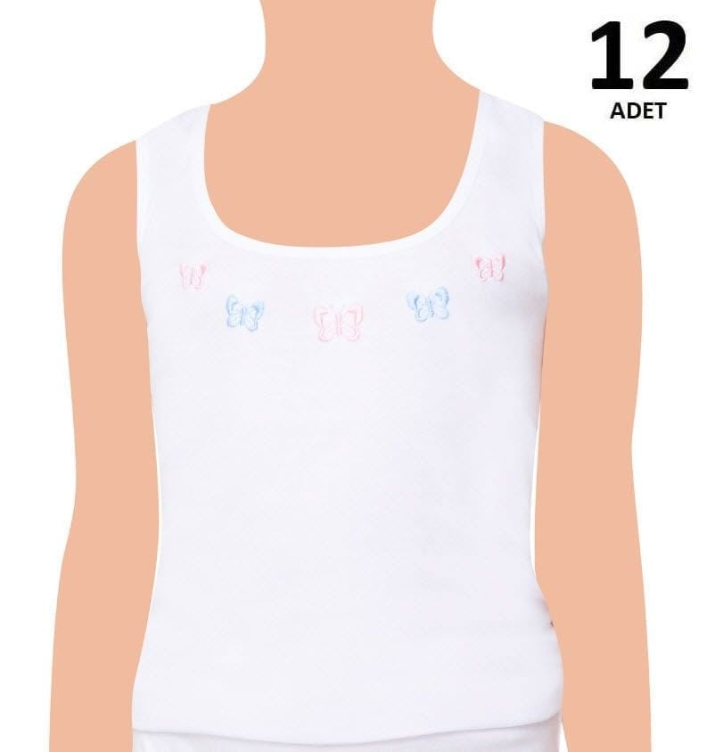 Tutku 0166 Kız Geniş Askı İşlemeli Atlet 12'li