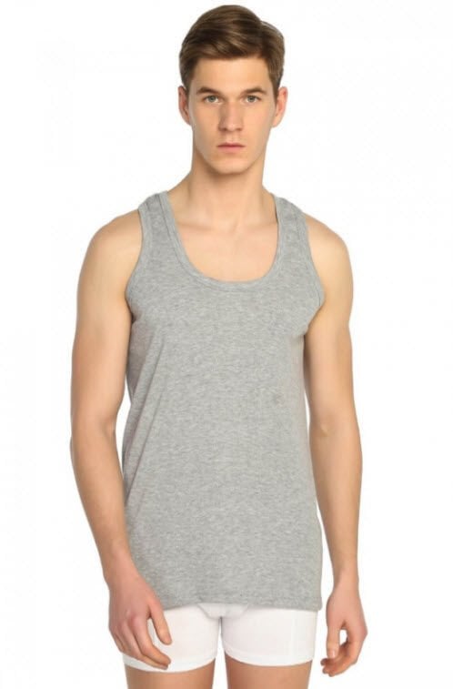 Tutku 0102 Erkek Ribana Atlet Beyaz/Siyah/Gri