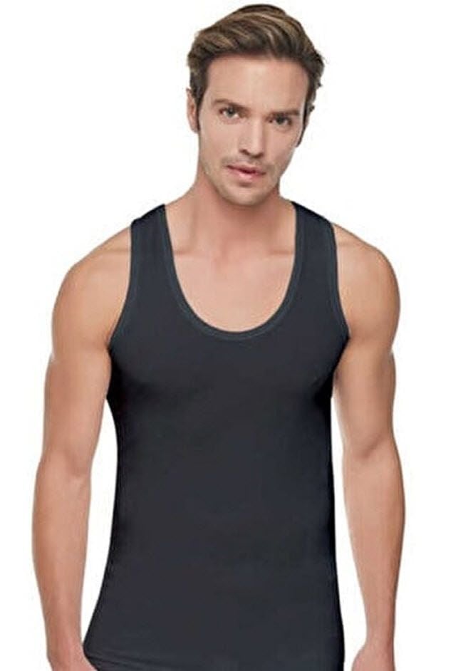 Tutku 0102 Erkek Ribana Atlet Beyaz/Siyah/Gri