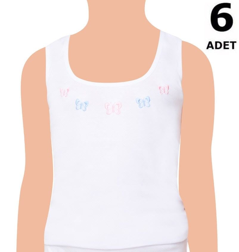 Tutku 0166  Kız Geniş Askı İşlemeli Atlet 6'lı