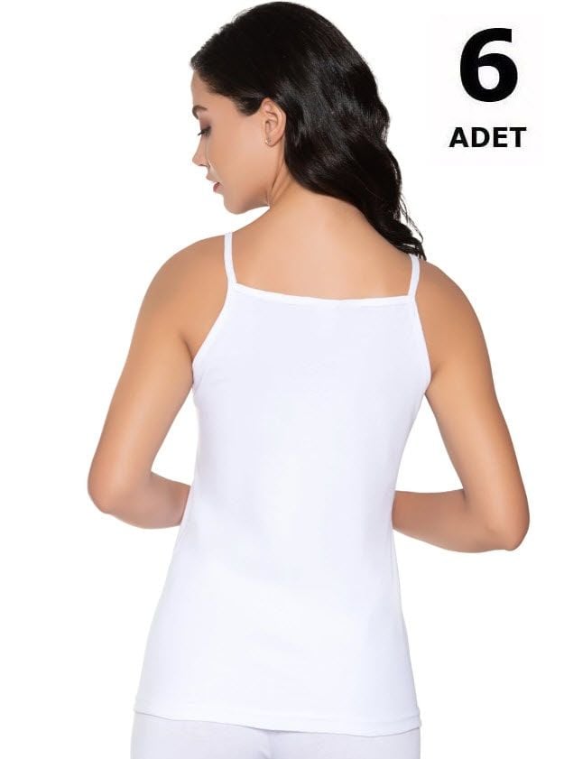 Gümüş Kadın Ribana İp Askı Güpürlü Atlet 6'lı 3010