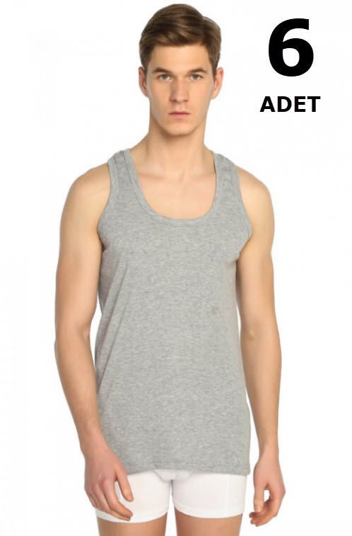 Tutku 0102 Erkek Ribana Atlet 6'lı Beyaz /Siyah /Gri GRİ - S