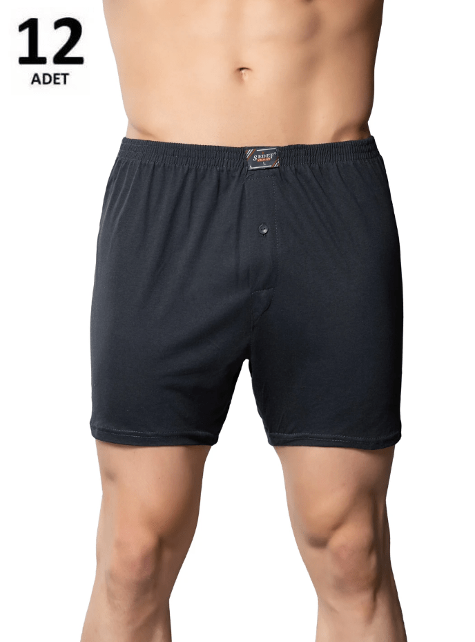 Sedef Yıldızı Erkek Penye Düz Renk Boxer 12'li 1094