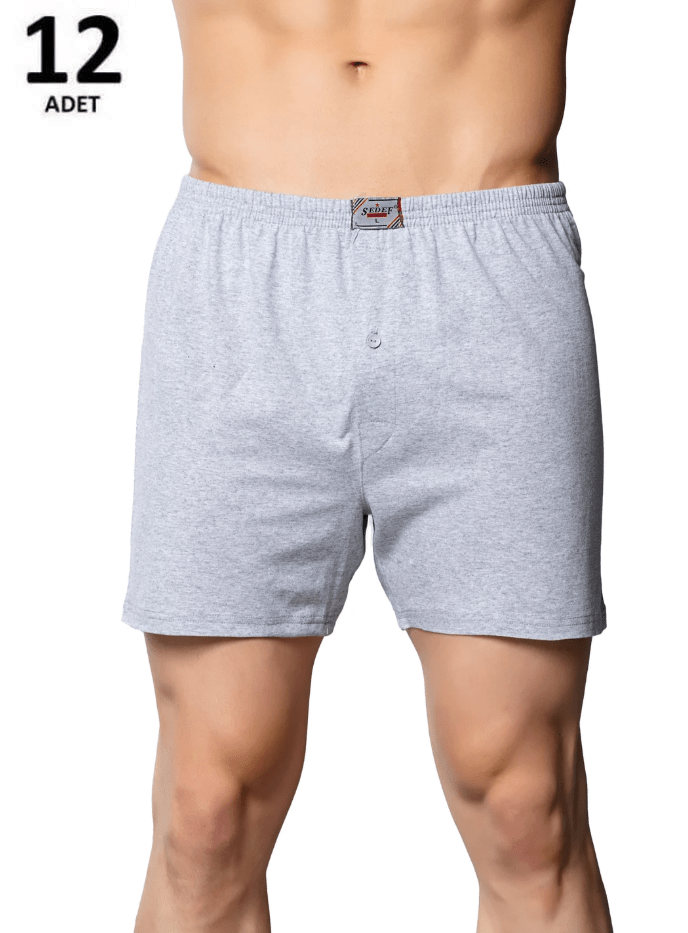 Sedef Yıldızı Erkek Penye Düz Renk Boxer 12'li 1094