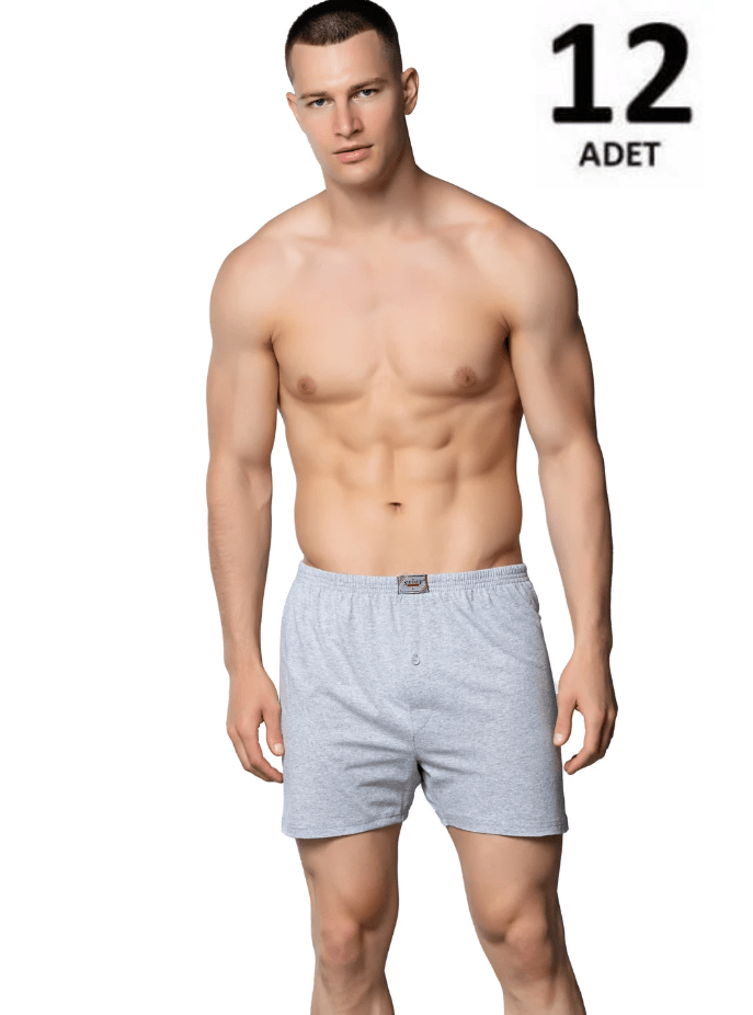 Sedef Yıldızı Erkek Penye Düz Renk Boxer 12'li 1094