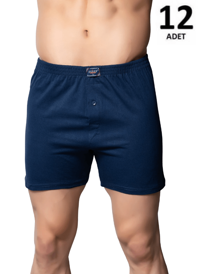 Sedef Yıldızı Erkek Penye Düz Renk Boxer 12'li 1094
