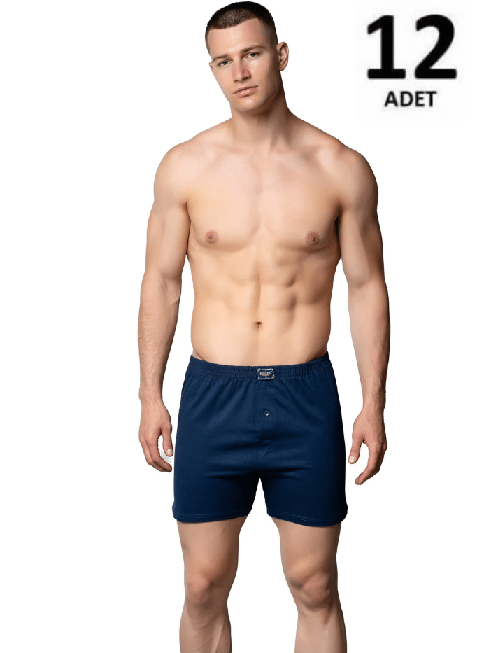 Sedef Yıldızı Erkek Penye Düz Renk Boxer 12'li 1094