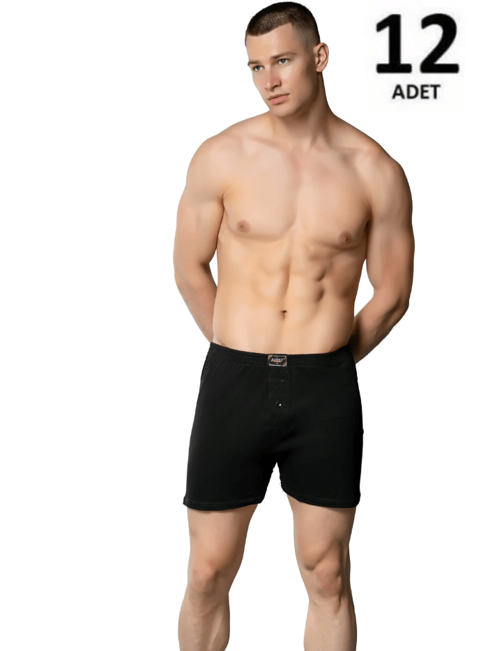 Sedef Yıldızı Erkek Penye Düz Renk Boxer 12'li 1094