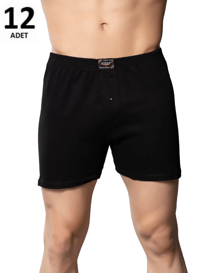 Sedef Yıldızı Erkek Penye Düz Renk Boxer 12'li 1094