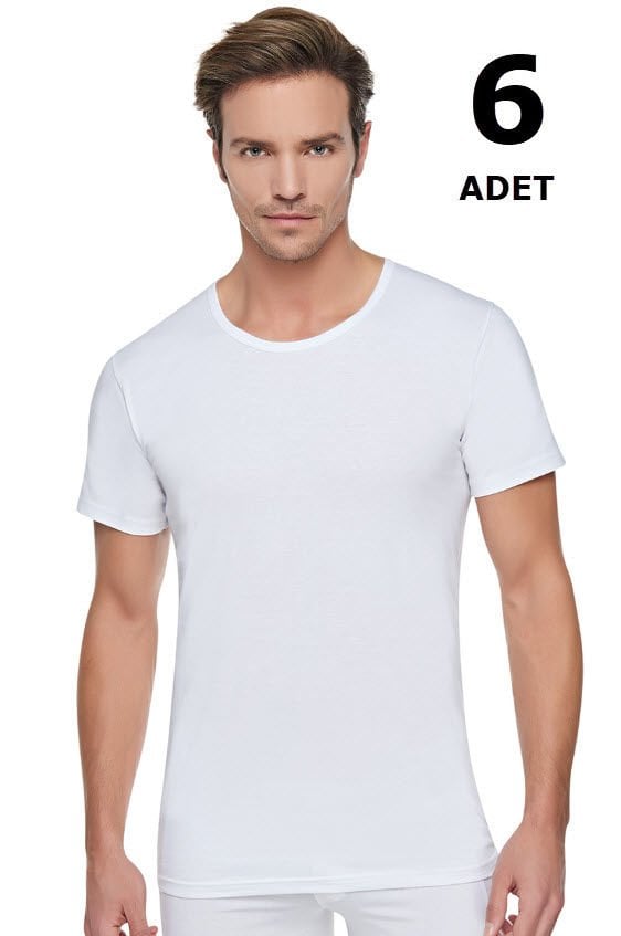 Tutku 0103 Penye Bisiklet Yaka Fanila 6'lı Beyaz