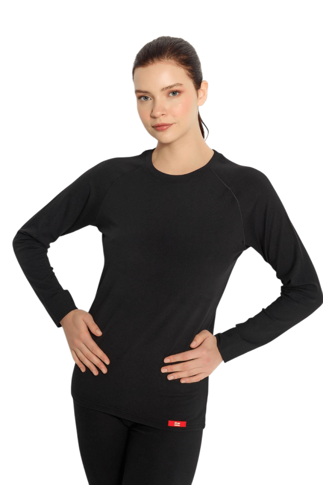 Kadın Isıtıcılı Siyah Termal Üst