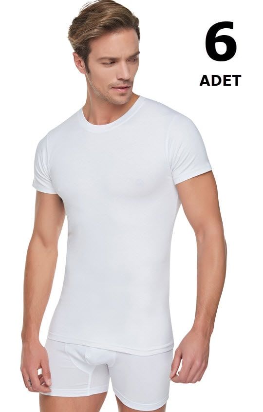 Tutku 0105 Sıfır Yaka Erkek Fanila  6'lıBeyaz/Siyah/Gri