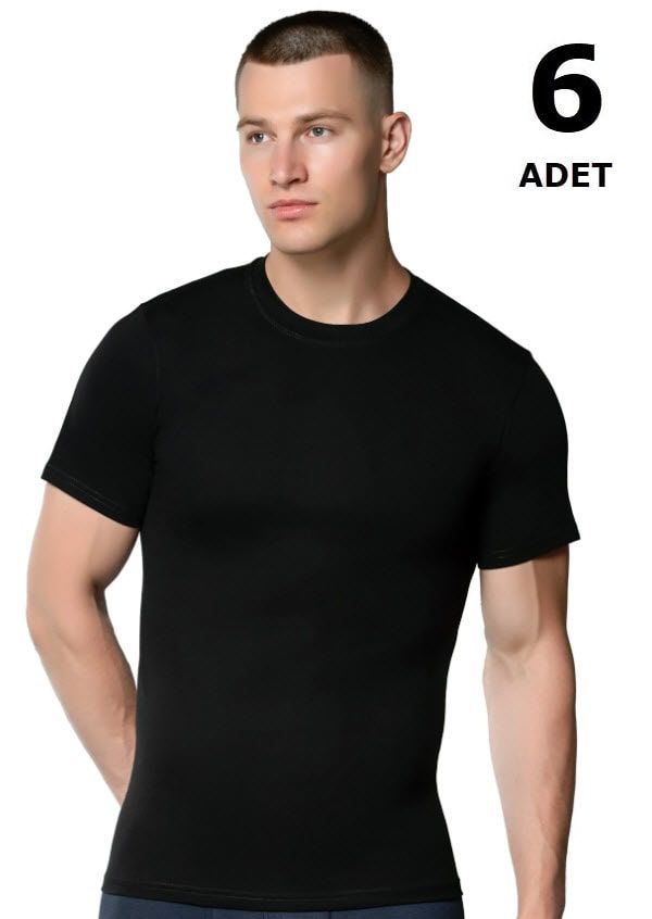 Tutku 0105 Sıfır Yaka Erkek Fanila  6'lıBeyaz/Siyah/Gri