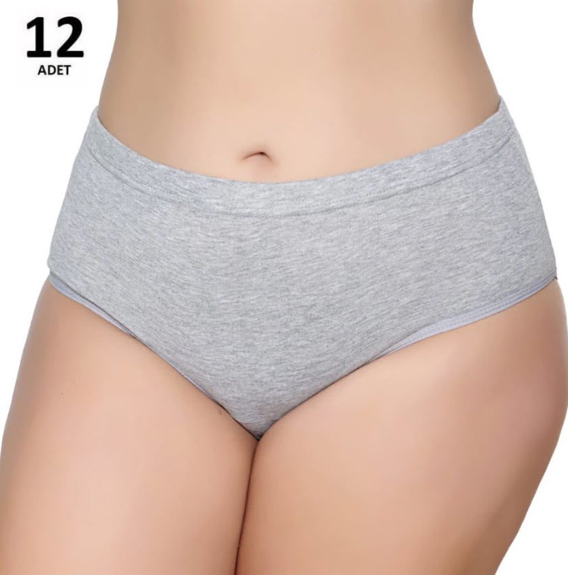 Gümüş Kadın Renkli Ribana Bato Külot Siyah/Ten/Gri 12'li 3041