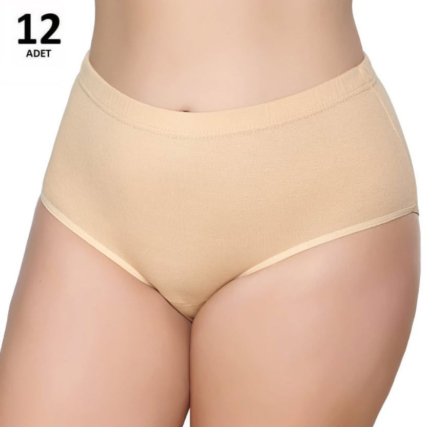 Gümüş Kadın Renkli Ribana Bato Külot Siyah/Ten/Gri 12'li 3041