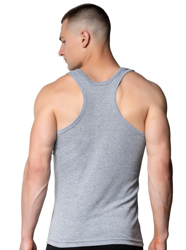 Tutku 0118 Erkek Ribana Spor (Rambo) Atlet Siyah/Beyaz/Gri