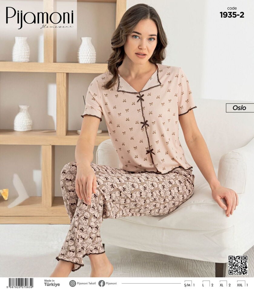 Pijamoni Oslo Bayan Kısa Kol Pijama Takımı 1935