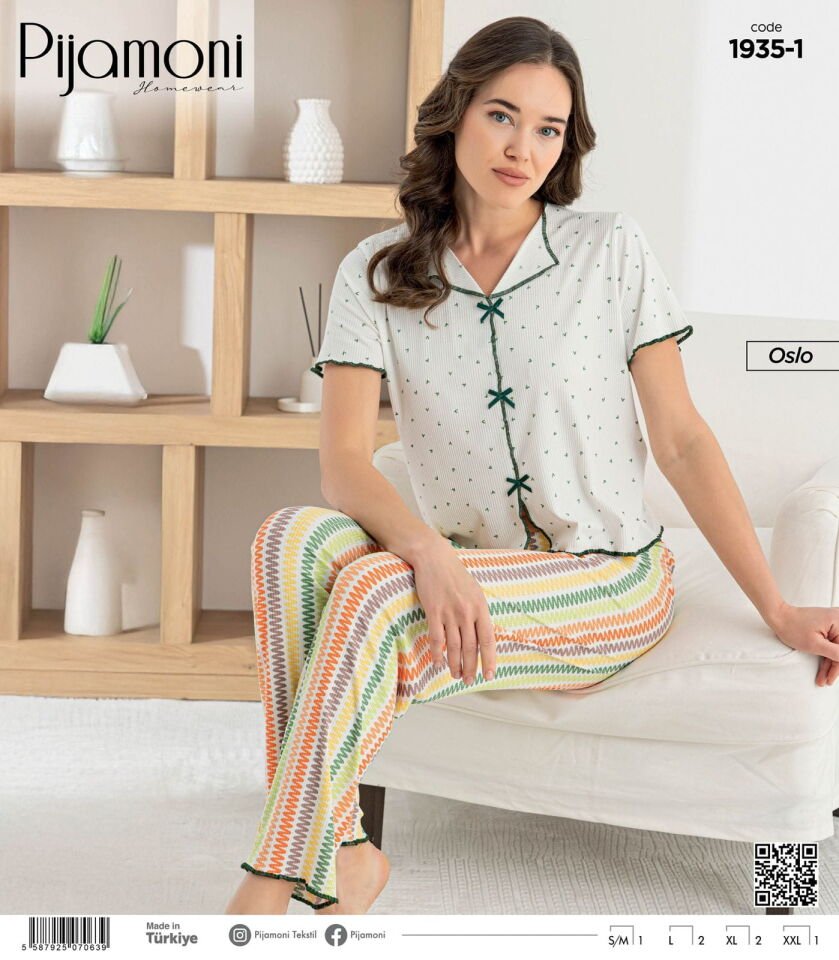 Pijamoni Oslo Bayan Kısa Kol Pijama Takımı 1935