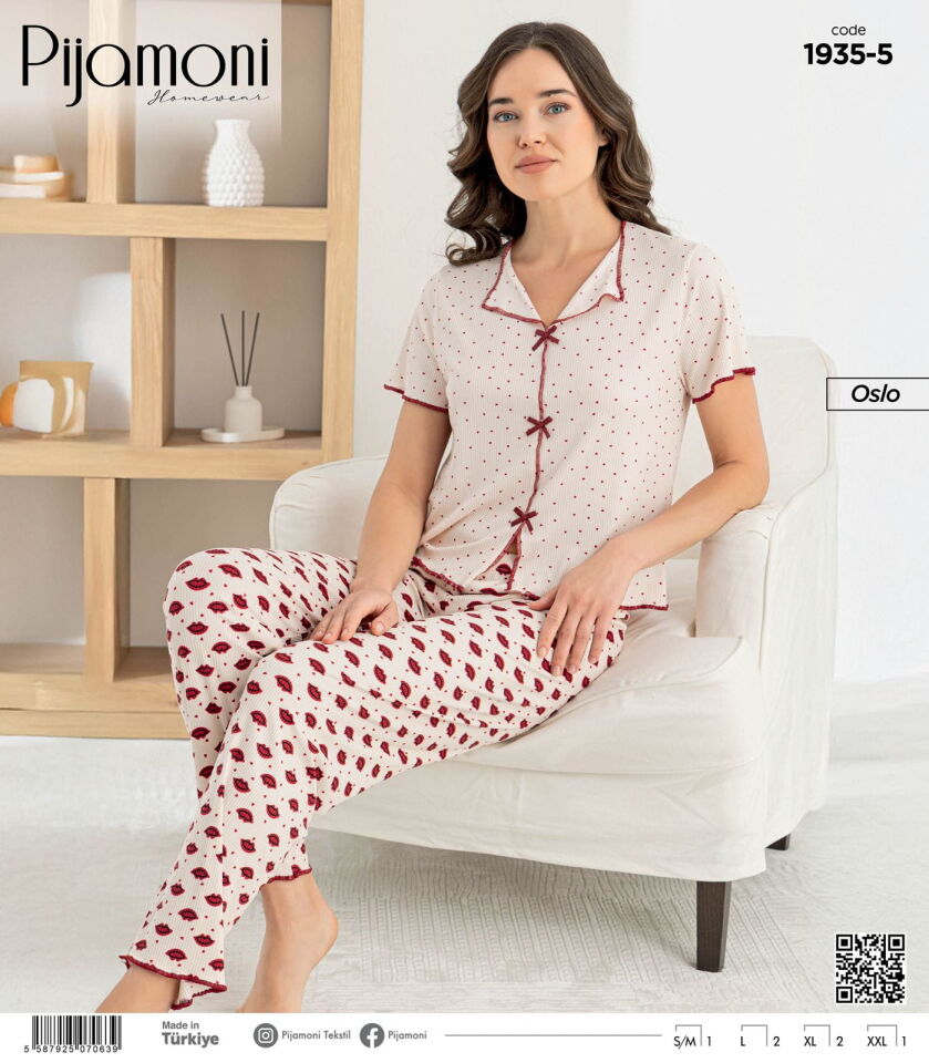 Pijamoni Oslo Bayan Kısa Kol Pijama Takımı 1935