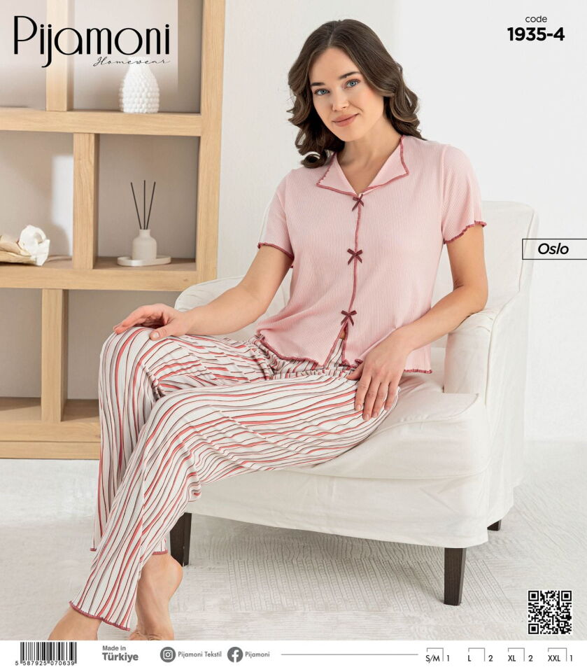 Pijamoni Oslo Bayan Kısa Kol Pijama Takımı 1935