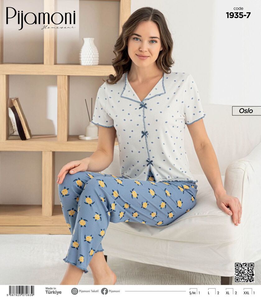 Pijamoni Oslo Bayan Kısa Kol Pijama Takımı 1935