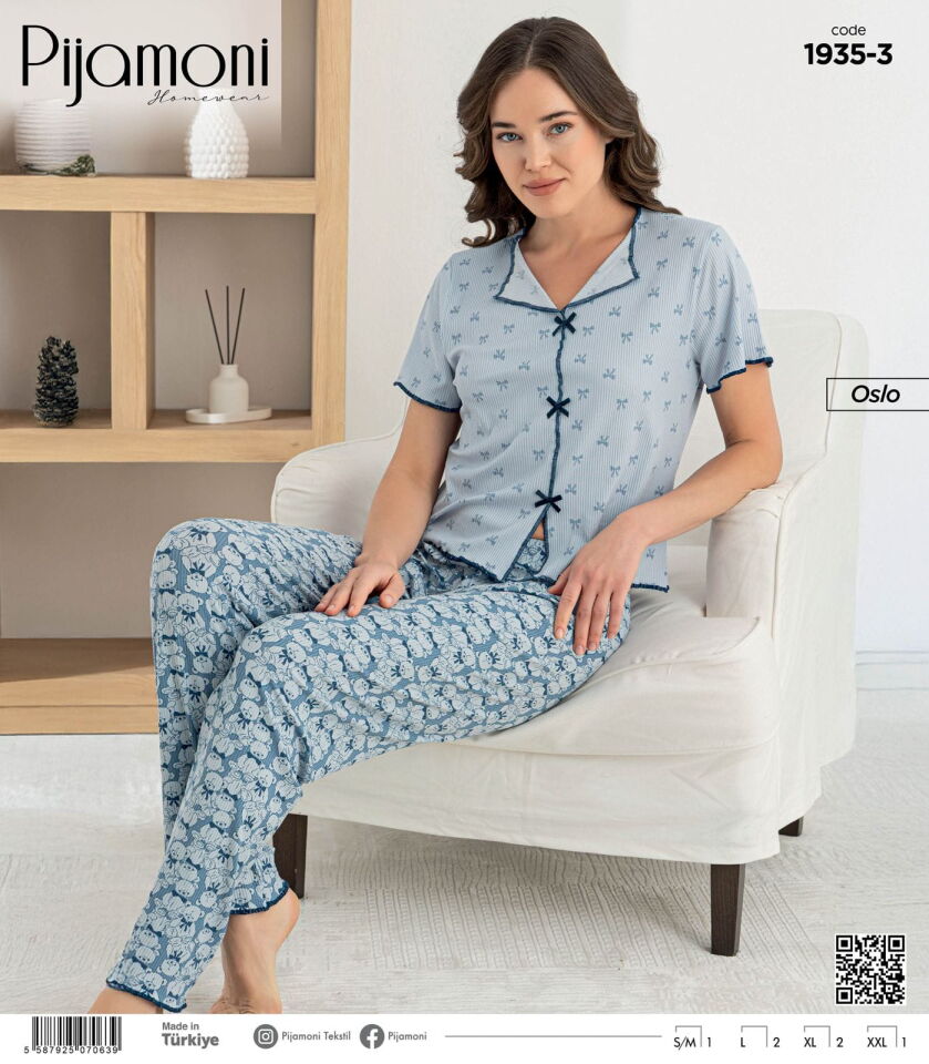 Pijamoni Oslo Bayan Kısa Kol Pijama Takımı 1935