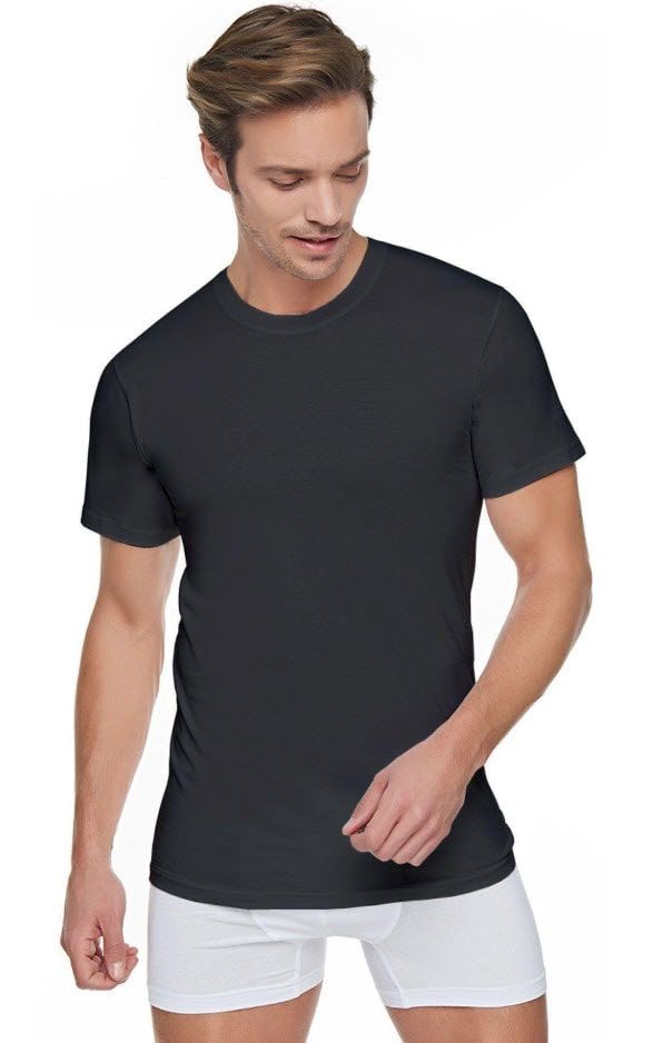 Seher Erkek Penye Sıfır Yaka Atlet Beyaz/Siyah/Gri