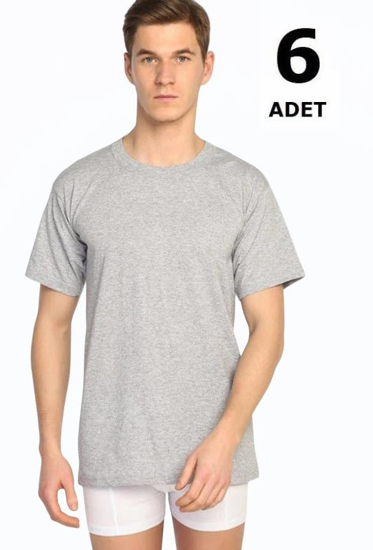 Seher Erkek Penye Sıfır Yaka Atlet 6 'lı Beyaz/Siyah/Gri