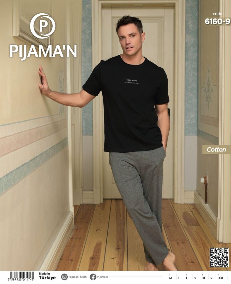 Pijamoni Erkek Penye Kısa Kol Pijama Takımı 6160-1