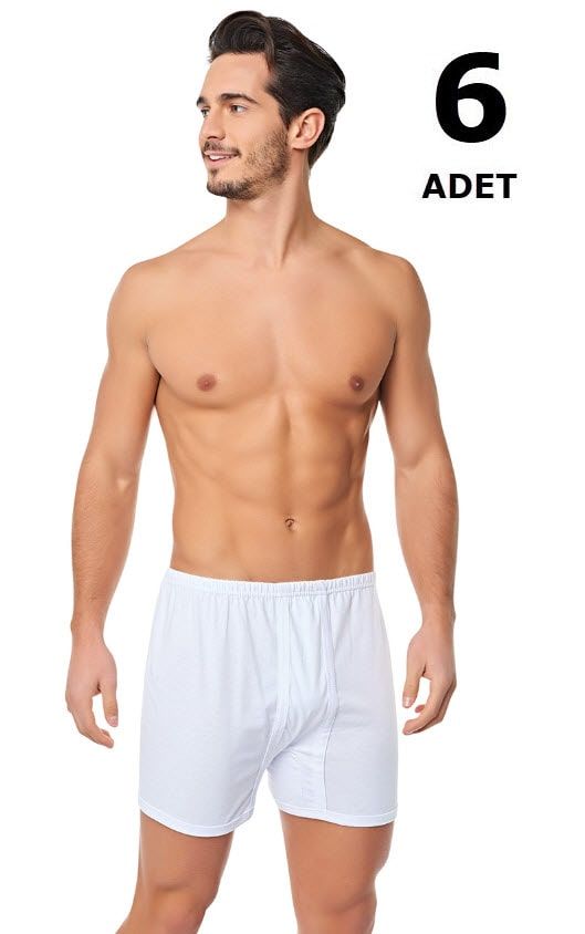 Tutku 0110 Penye Erkek Paçalı Külot 6'lı Beyaz BEYAZ - L