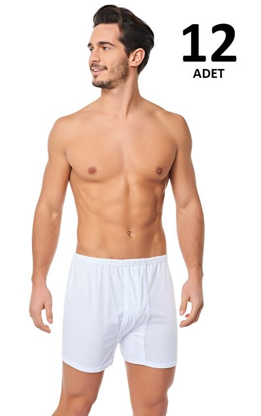 Tutku 0110 Penye Erkek Paçalı Külot 12'li Beyaz BEYAZ - L