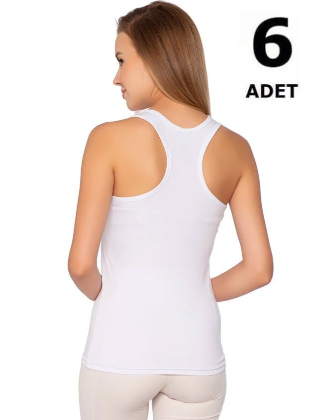 Gümüş Kadın Likralı Sporcu Atlet Beyaz/Siyah 6'lı 4030