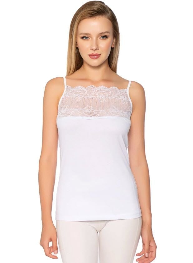 Gümüş Kadın Geniş Tüllü Atlet Siyah/Beyaz 4031