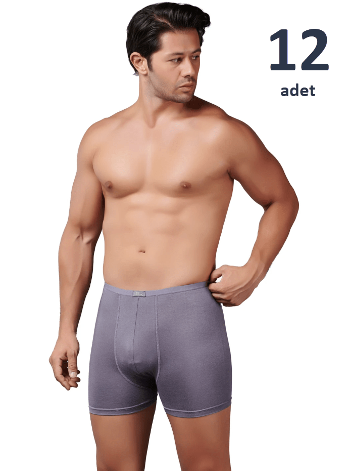 Gümüş Erkek Bambu İnce Bel Elastan Boxer 12'li 8007