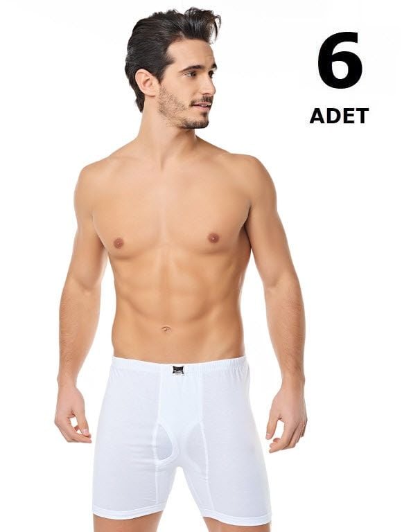 Tutku 0111 Ribana Likralı Erkek Paçalı Külot 6'lı Beyaz/Siyah/Gri