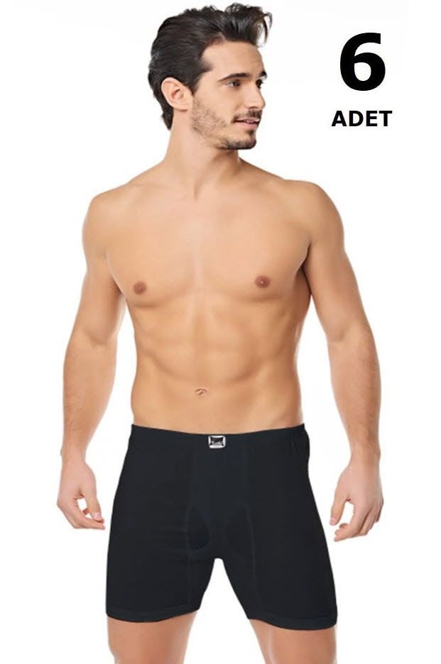 Tutku 0111 Ribana Likralı Erkek Paçalı Külot 6'lı Beyaz/Siyah/Gri SİYAH - 2XL