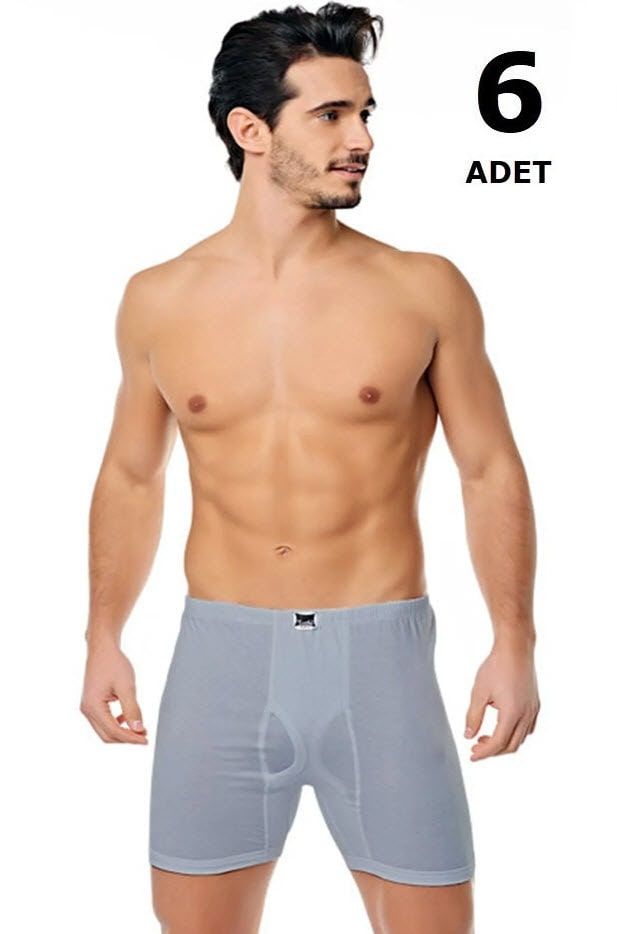 Tutku 0111 Ribana Likralı Erkek Paçalı Külot 6'lı Beyaz/Siyah/Gri GRİ - 2XL
