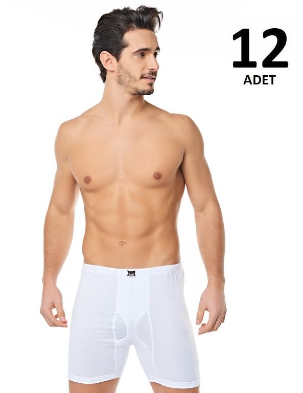 Tutku 0111 Ribana Likralı Erkek Paçalı Külot 12'li Beyaz/Siyah/Gri BEYAZ - XL