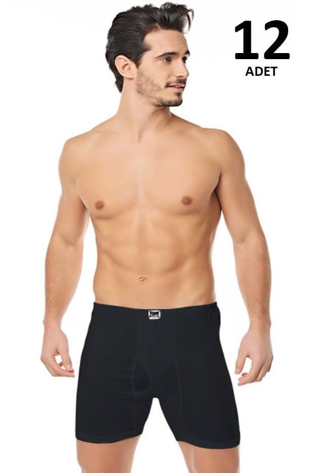 Tutku 0111 Ribana Likralı Erkek Paçalı Külot 12'li Beyaz/Siyah/Gri SİYAH - 3XL