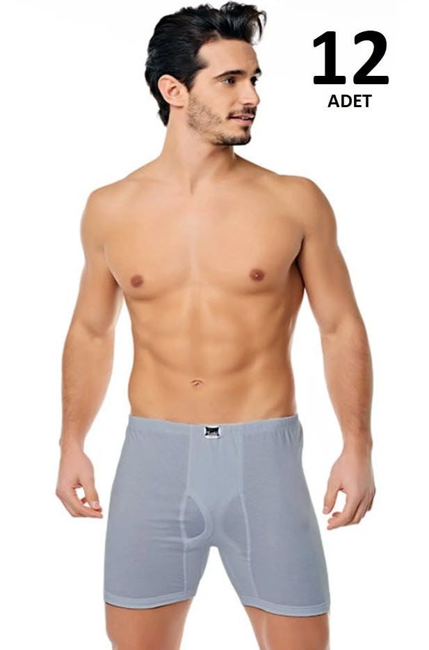 Tutku 0111 Ribana Likralı Erkek Paçalı Külot 12'li Beyaz/Siyah/Gri GRİ - 3XL