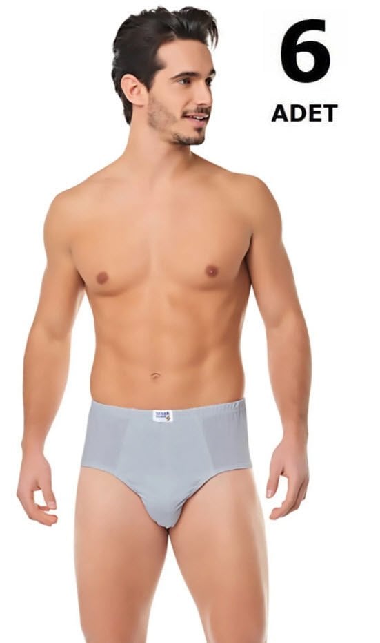 Seher Erkek Penye Slip 6'lı Beyaz/Siyah/Gri