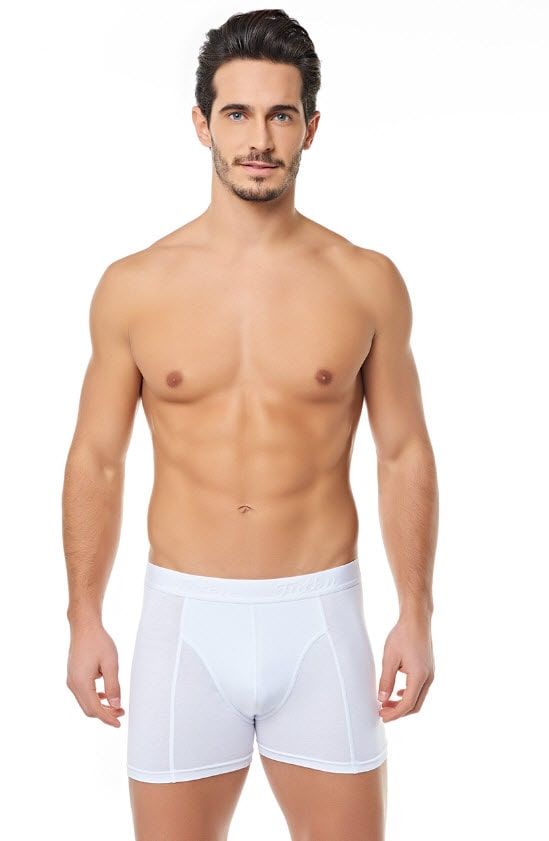 Tutku 0114 Erkek Likralı Elastan Boxer Siyah/Beyaz/Gri BEYAZ - S
