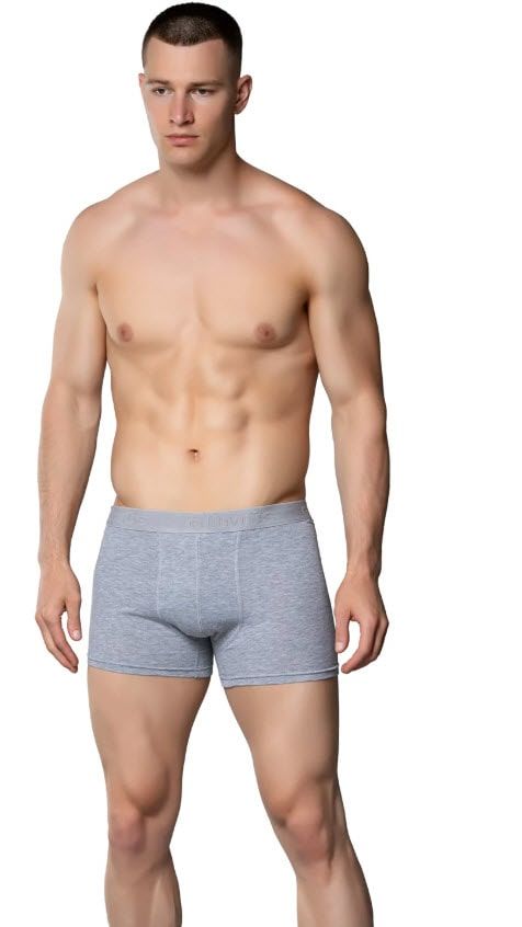 Tutku 0114 Erkek Likralı Elastan Boxer Siyah/Beyaz/Gri GRİ - S