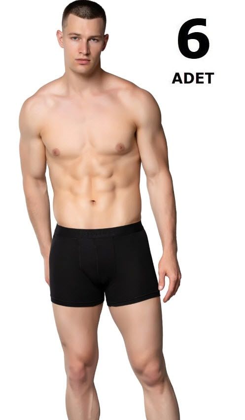 Tutku 0114 Erkek Likralı Elastan Boxer 6'lı Siyah/Beyaz/Gri