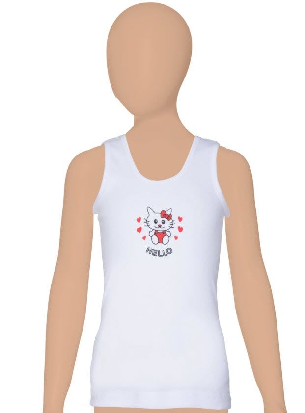 Gümüş Kız Çocuk Ribana Geniş Askı Baskılı Atlet 3026