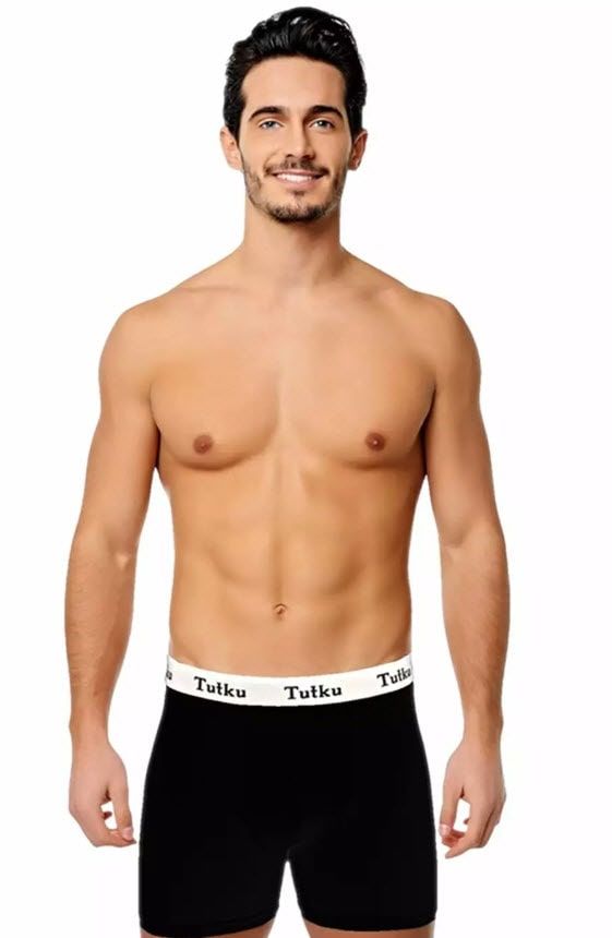 Tutku 0400 Elastan Spor Boxer Siyah/Lacivert/Gri SİYAH - M