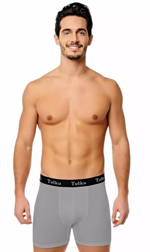 Tutku 0400 Elastan Spor Boxer Siyah/Lacivert/Gri GRİ - M